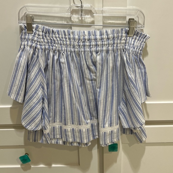 Blue & White Stripped Off the Shoulder Top - Picture 2 of 11